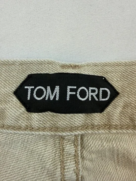 TOM FORD Cotton Blend Twill Slim Straight Jeans in Neutrals Size 32 - Picture 6 of 13